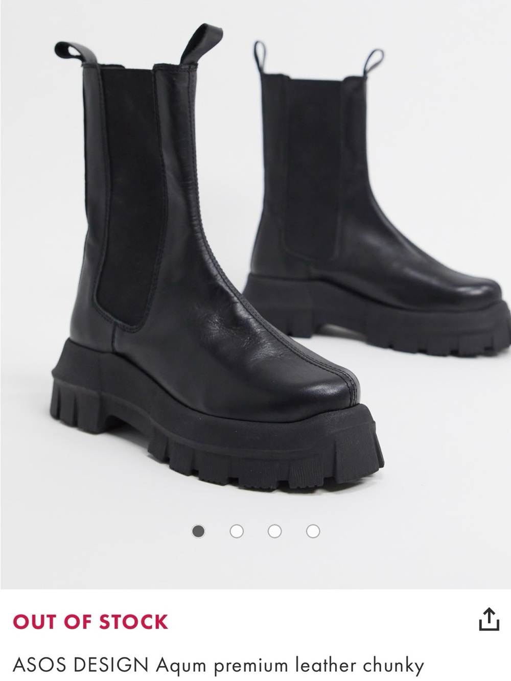 ASOS Aqum Premium Leather Chunky Chelsea Platform Boot US 9 EU 40